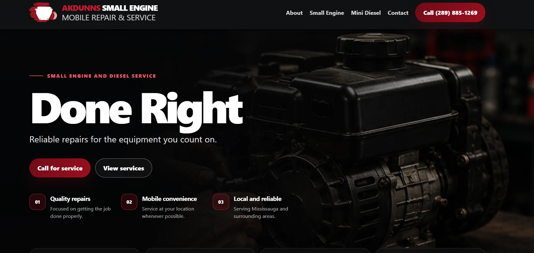 AKDunns Small Engine website preview