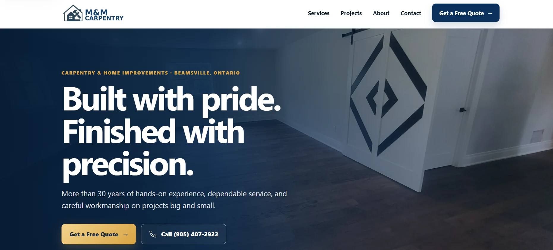 M&M Carpentry website preview