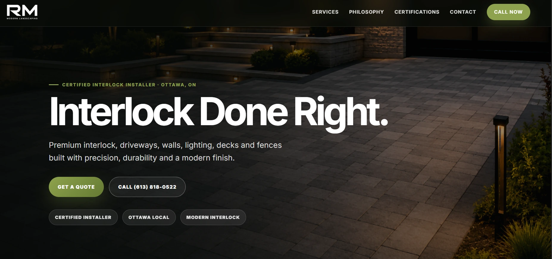 RM Modern Landscaping website preview